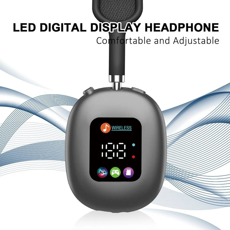Wireless Bluetooth Headset with RGB Display Screen Card Reader Headset Long Battery life High-fidelity Earphones