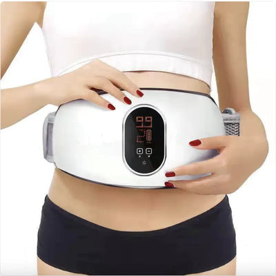 Massage belt for weight loss and toning with variable speed control and hot compress.